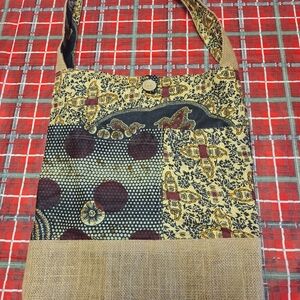 Handmade Brown Tones Medium One Handled Tote Bag 12 1/2 X 14 1/2